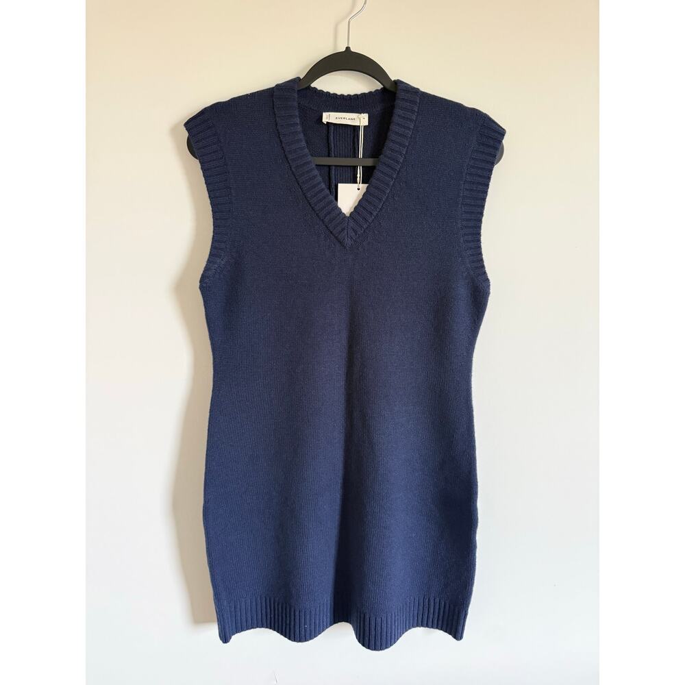 $198 New Everlane Sweater Mini Dress in Luxe Merino - Navy - Medium - Picture 5 of 12